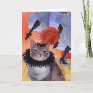 Can-Can Cabaret Dancer Cat Card