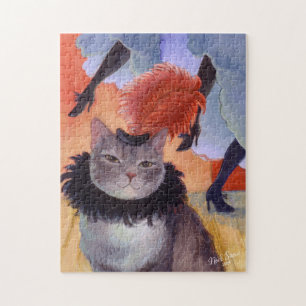Can-Can Cabaret Dancer Cat Jigsaw Puzzle