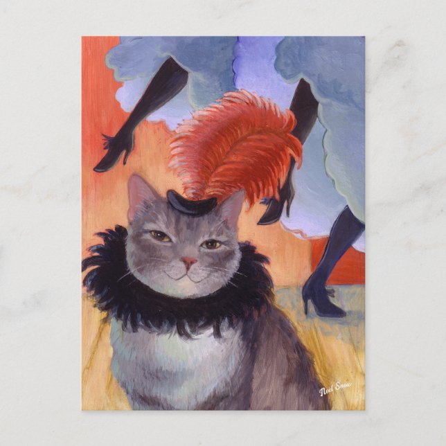 Can-Can Cabaret Dancer Cat Postcard (Front)