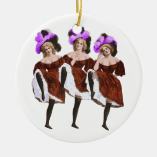 Can-Can Dancers Old Fashioned Vintage Dance Ceramic Tree Decoration