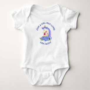 Can Change Text Girl Who Loves Her DAD Unicorn Baby Bodysuit