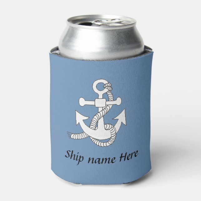 Can Cooler - Anchor with ship name (Can Front)