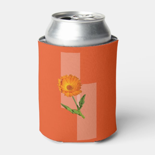 Can Cooler - Calendula on Orange Background (Can Front)
