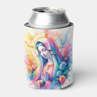 Can Cooler | Our Lady Praying | Pastel Watercolors