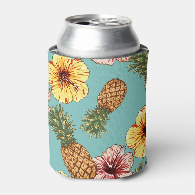 Can Cooler - Pineapples and Hibiscus (Can Front)
