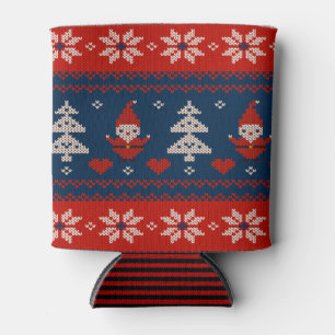 Can Cooler small Ugly Sweater Santa Claus Knit