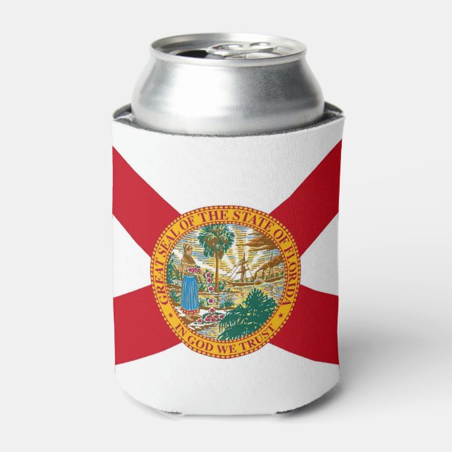 Can Cooler with flag of Florida State, USA. (Can Front)