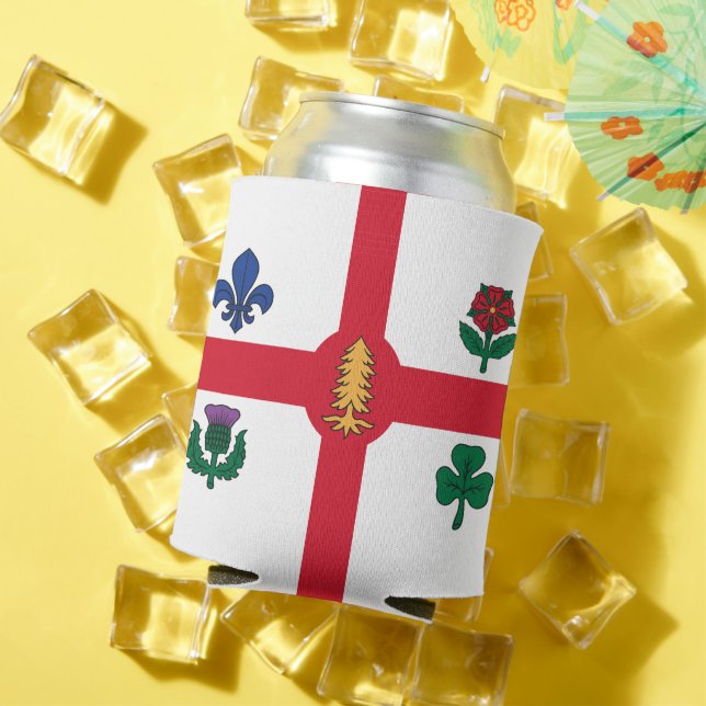 Can Cooler with flag of Montreal, Canada (In Situ Summer)