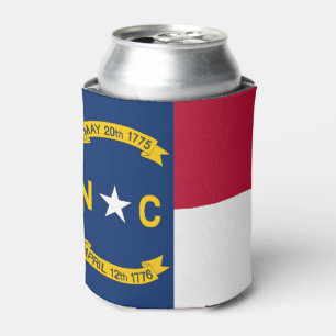 Can Cooler with flag of North Carolina, USA.