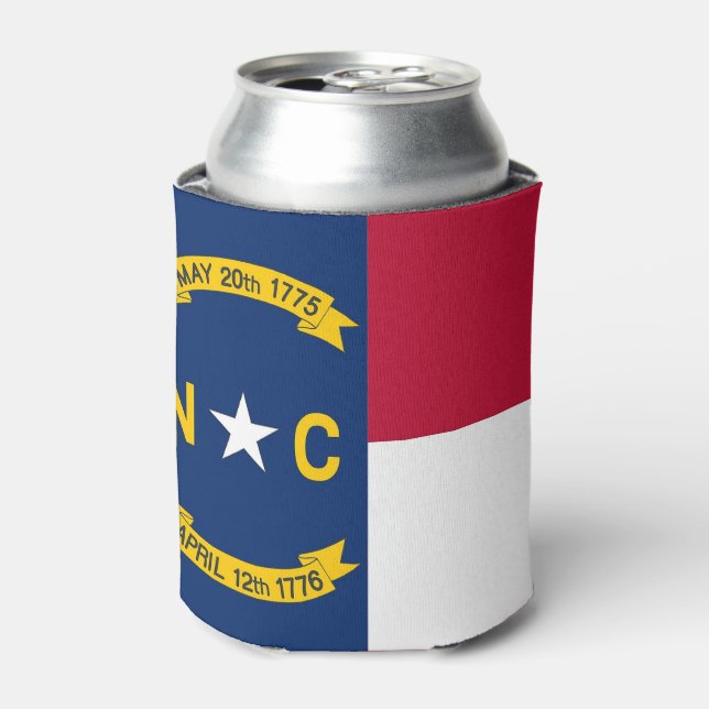 Can Cooler with flag of North Carolina, USA. (Can Front)