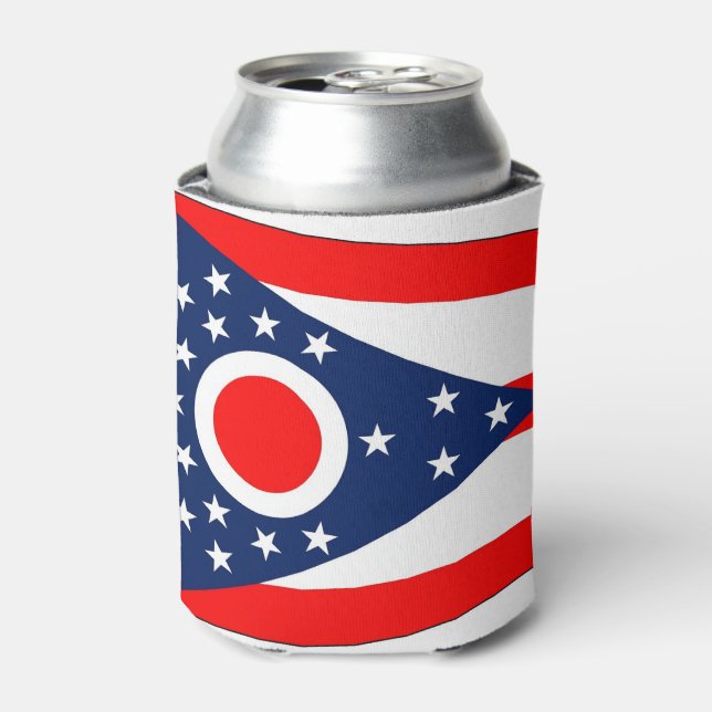 Can Cooler with flag of Ohio, USA. (Can Front)