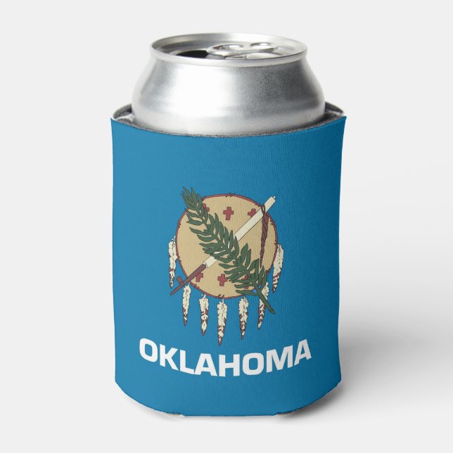 Can Cooler with flag of Oklahoma, USA. (Can Front)