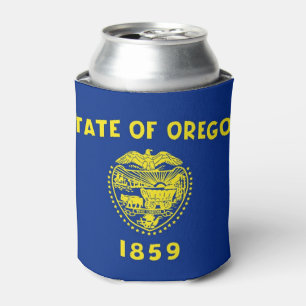 Can Cooler with flag of Oregon, USA.