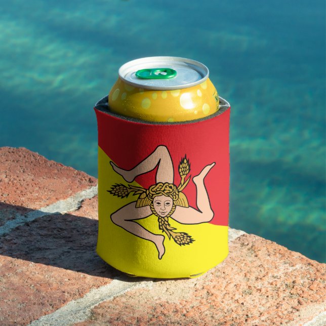 Can Cooler with flag of Sicily, Italy (In Situ Pool)