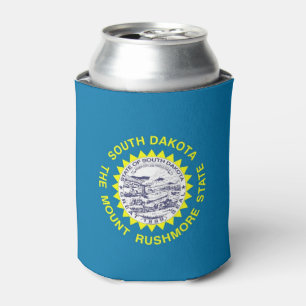 Can Cooler with flag of South Dakota State, USA.