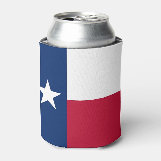 Can Cooler with flag of Texas State, USA. (Can Front)