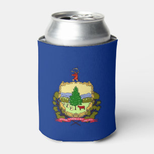Can Cooler with flag of Vermont State, USA.