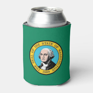 Can Cooler with flag of Washington State, USA.