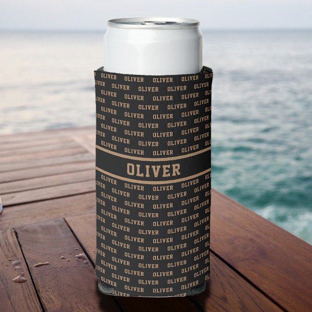 Can Cooler With Modern Name Black Pattern (Creator Uploaded)