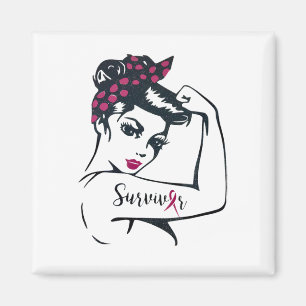 Can Cure It Rosie Riveter Breast Cancer Survivor Magnet