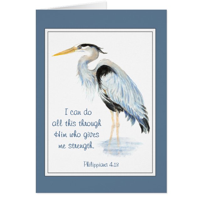 Can Do All Things Bible Inspirational Quote Heron (Front)