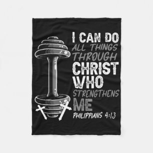 Can Do All Things Christian Jesus Bodybuilding Wei Fleece Blanket