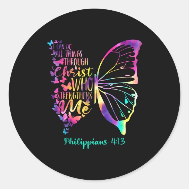 Can Do All Things Through Christ Who Strengthens M Classic Round Sticker (Front)