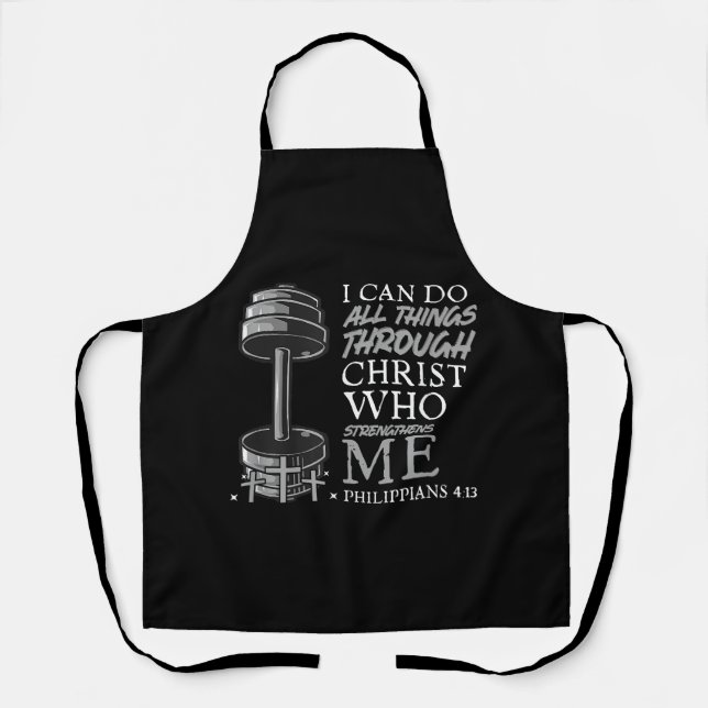 Can Do All Things Weightlifter Gym Christian Bible Apron (Front)