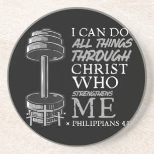 Can Do All Things Weightlifter Gym Christian Bible Coaster