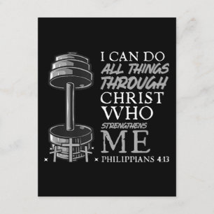 Can Do All Things Weightlifter Gym Christian Bible Enclosure Card