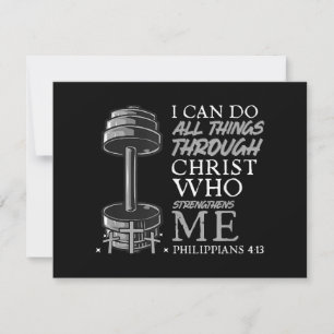 Can Do All Things Weightlifter Gym Christian Bible Holiday Card