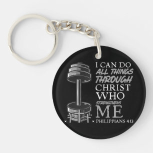 Can Do All Things Weightlifter Gym Christian Bible Key Ring