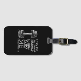Can Do All Things Weightlifter Gym Christian Bible Luggage Tag