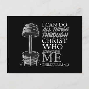 Can Do All Things Weightlifter Gym Christian Bible Postcard
