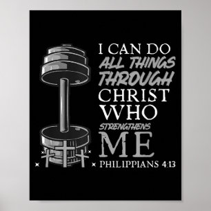 Can Do All Things Weightlifter Gym Christian Bible Poster