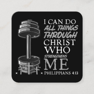 Can Do All Things Weightlifter Gym Christian Bible Square Business Card