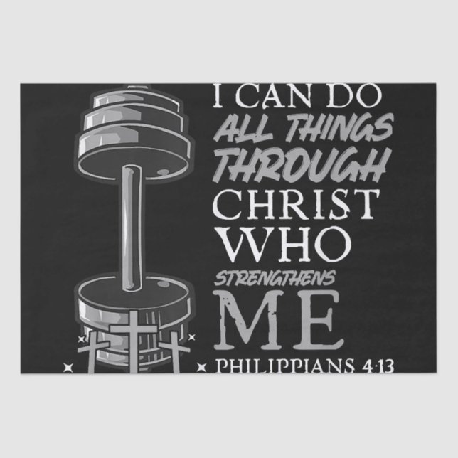 Can Do All Things Weightlifter Gym Christian Bible Tissue Paper (Front)