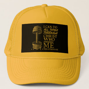 Can Do All Things Weightlifter Gym Christian Bible Trucker Hat