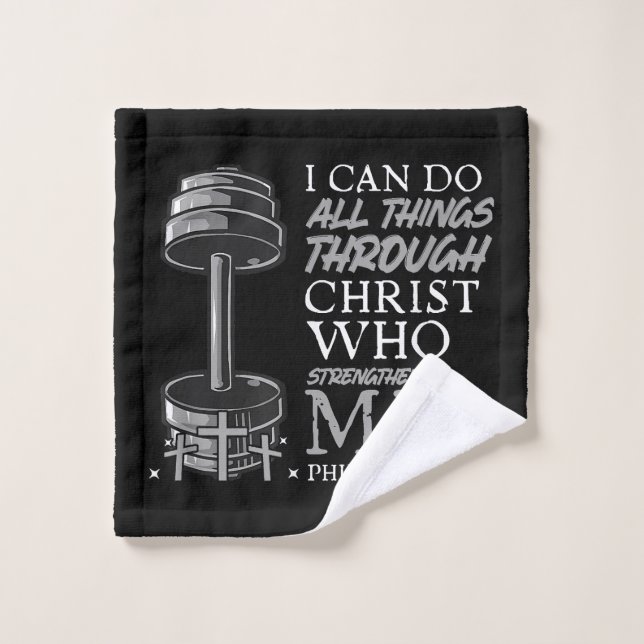 Can Do All Things Weightlifter Gym Christian Bible Wash Cloth (Wash Cloth)