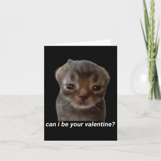 Can I Be Your Valentine Funny Cat Meme Brainrot Ge Card (Front)