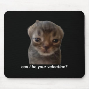 Can I Be Your Valentine Funny Cat Meme Brainrot Ge Mouse Mat