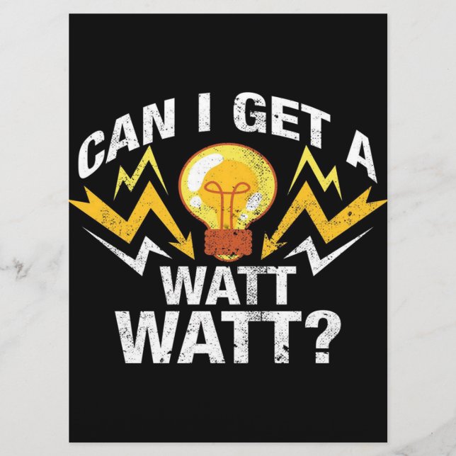 Can I get a Watt Watt? - Funny Electrician Menu (Front)