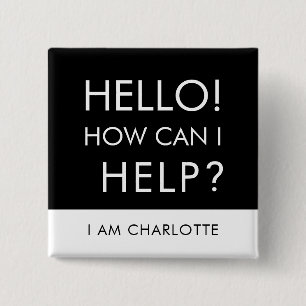 Can I Help Corporate Event Service Staff Custom 15 Cm Square Badge