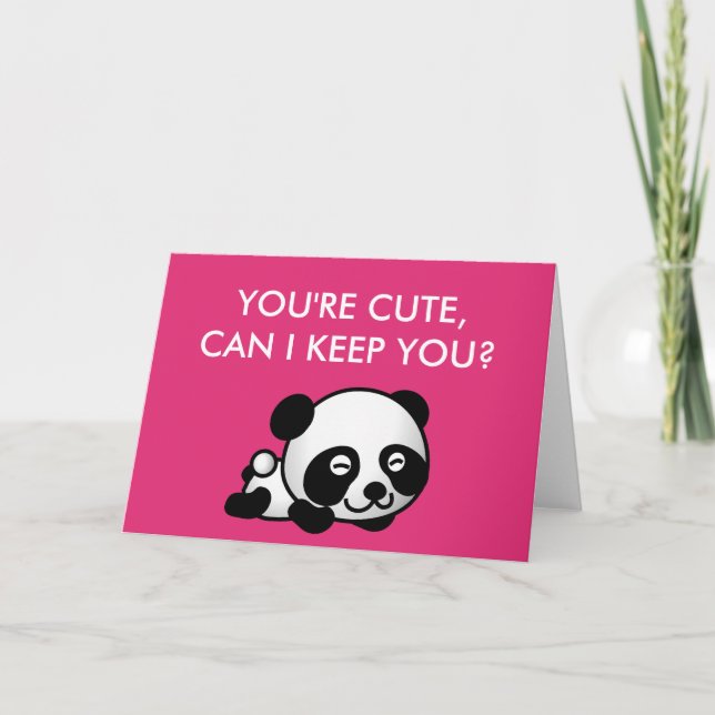 Can I keep You? You're Cute Panda Valentines Day Holiday Card (Front)