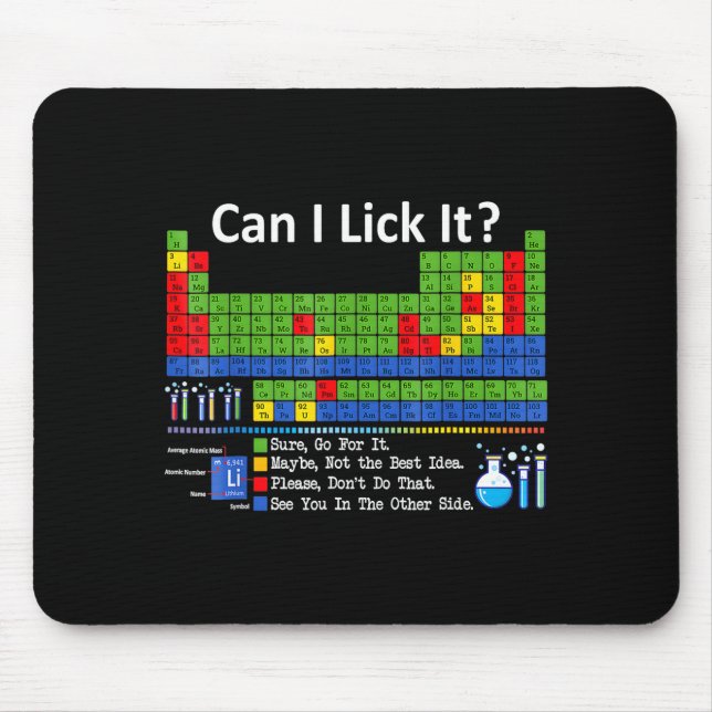 Can I Lick It Periodic Table Chart Science Teacher Mouse Mat (Front)
