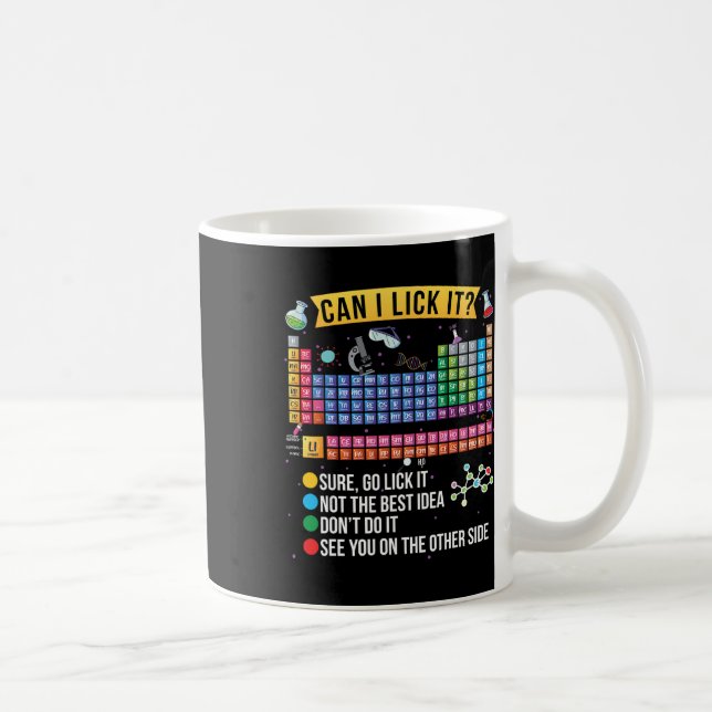 Can I Lick It Periodic Table Funny Science Chemist Coffee Mug (Right)