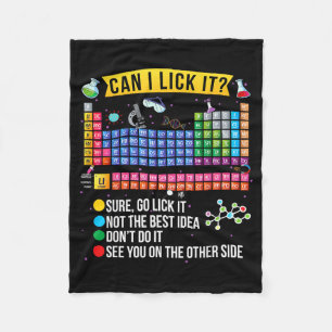 Can I Lick It Periodic Table Funny Science Chemist Fleece Blanket