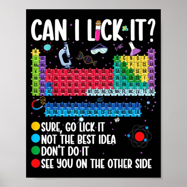 Can I Lick It Periodic Table Funny Science Chemist Poster (Front)