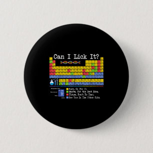 Can I Lick It Periodic Table Funny Science Teacher 6 Cm Round Badge