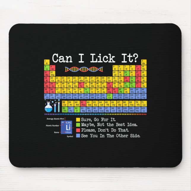 Can I Lick It Periodic Table Funny Science Teacher Mouse Mat (Front)
